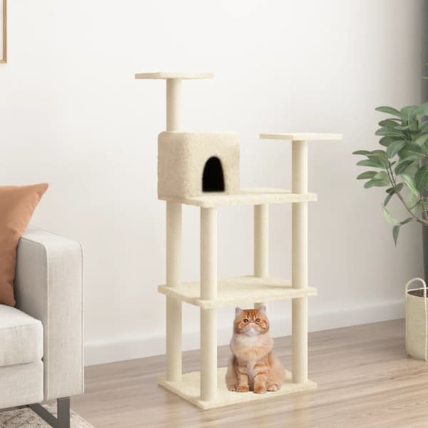 kradsetræ med sisalkradsestolper 118,5 cm cremefarvet