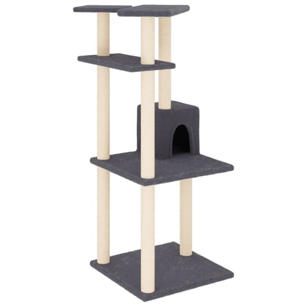 kradsetræ med sisalstolper 123 cm mørkegrå