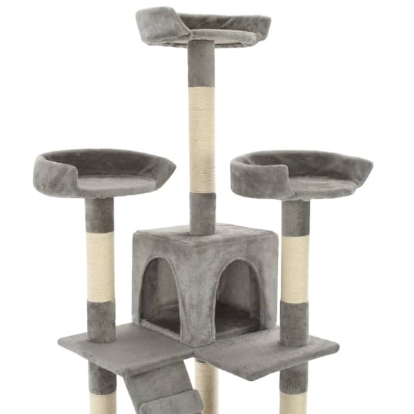 kradsetræ til katte med sisal-kradsestolper 170 cm grå
