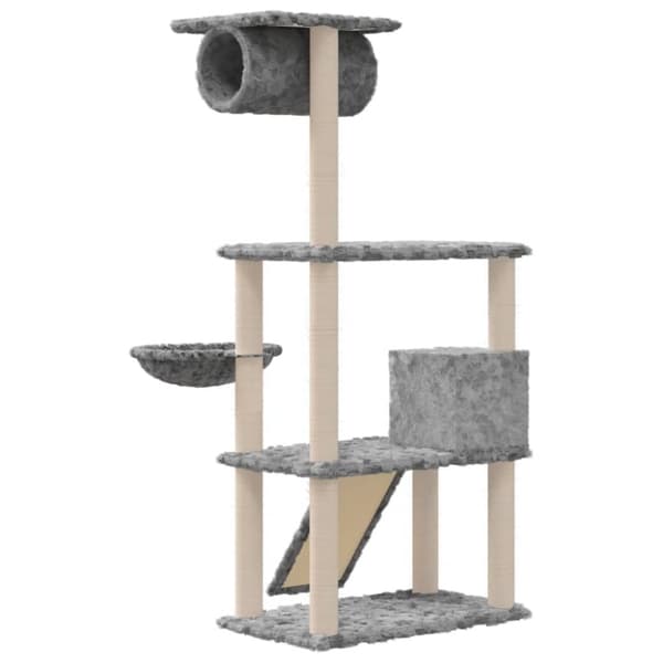 kradsetræ med sisalstolper 131 cm lysegrå