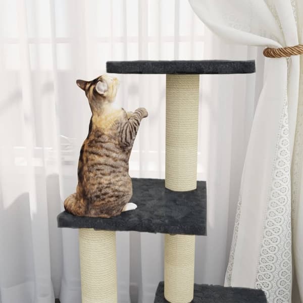 Klösträd med klöspelare i sisal mörkgrå 92 cm