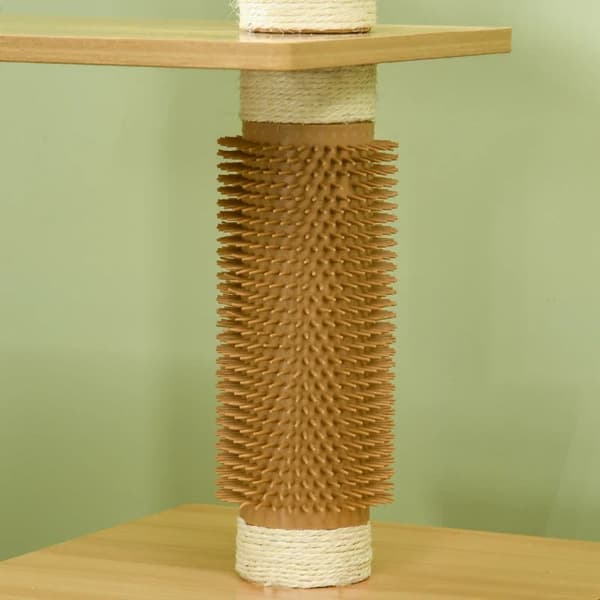Rootz Kradsestolpe - Kattetræ - Kattehule - 1 Kattehule - 1 liggeflade - Brun + Hvid - 59,5 cm x 39,5 cm x 114 cm