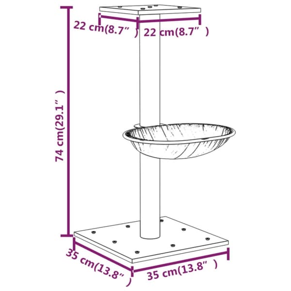vidaXL Kissan kiipeilypuu sisal- raapimispylväällä vaaleanharmaa 74 cm - Kissan huonekalut