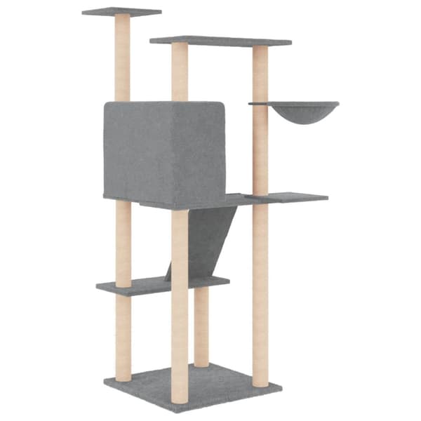vidaXL Klösträd med sisalpelare ljusgrå 143 cm - Kattmöbler