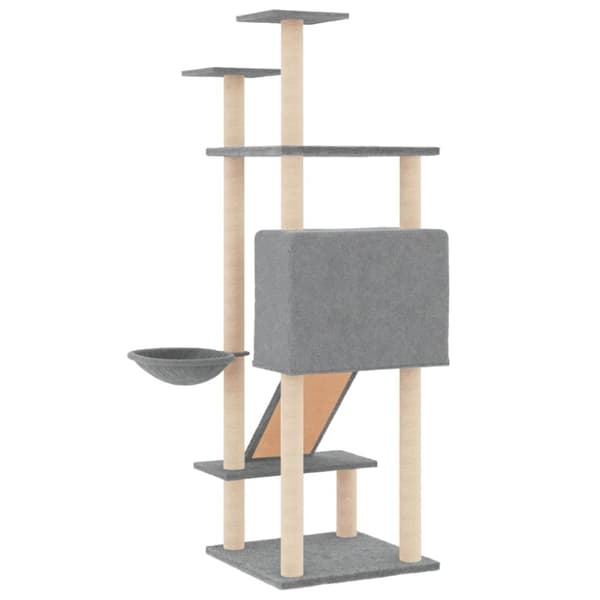 vidaXL Klösträd med sisalpelare ljusgrå 153 cm -  Kattmöbler
