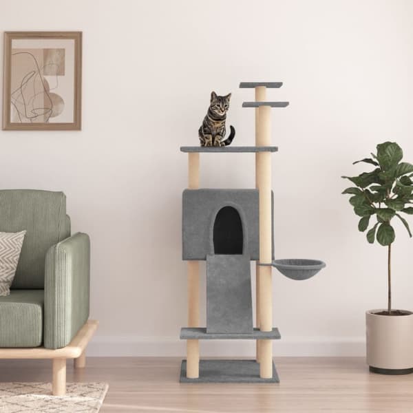 vidaXL Klösträd med sisalpelare ljusgrå 153 cm -  Kattmöbler