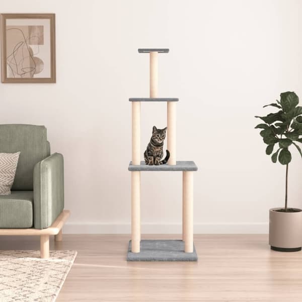vidaXL Klösträd med sisalpelare ljusgrå 149 cm