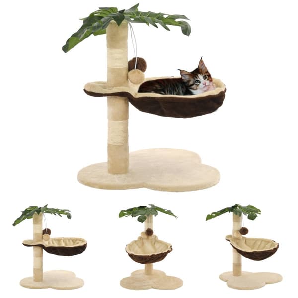The Living Store Kissan kiipeilypuu sisal-pylväällä 50 cm beige ja ruskea -  Kissan huonekalut