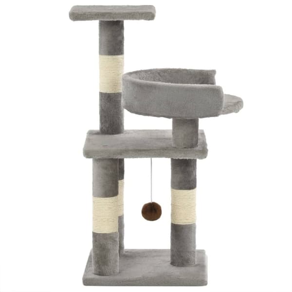 The Living Store kradsetræ til katte med sisal-kradsestolper 65 cm grå -  Kattetræer