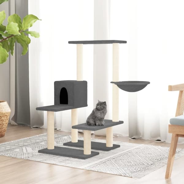 The Living Store Klösträd med sisalpelare mörkgrå 94,5 cm -  Kattmöbler