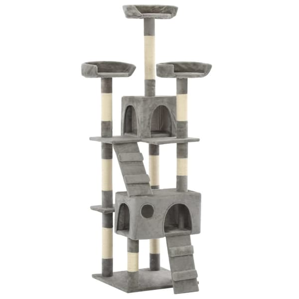 The Living Store kradsetræ til katte med sisal-kradsestolper 170 cm grå -  Kattetræer