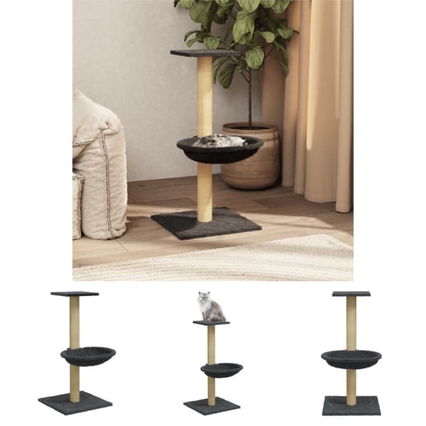 The Living Store kradsetræ med sisalkradsestolpe 74 cm mørkegrå -  Kattetræer