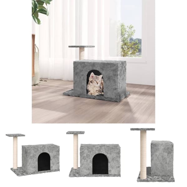 The Living Store Klösträd med klöspelare sisal ljusgrå 51 cm -  Kattmöbler