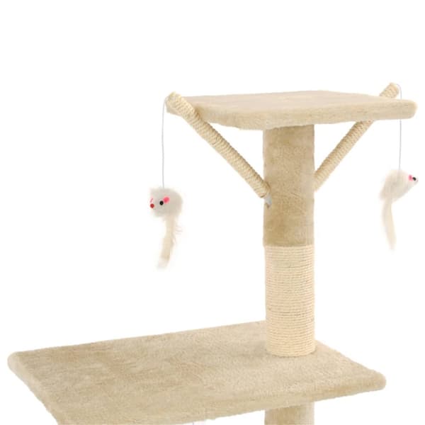 The Living Store kradsetræ til katte med sisal-kradsestolper 138 cm beige -  Kattetræer