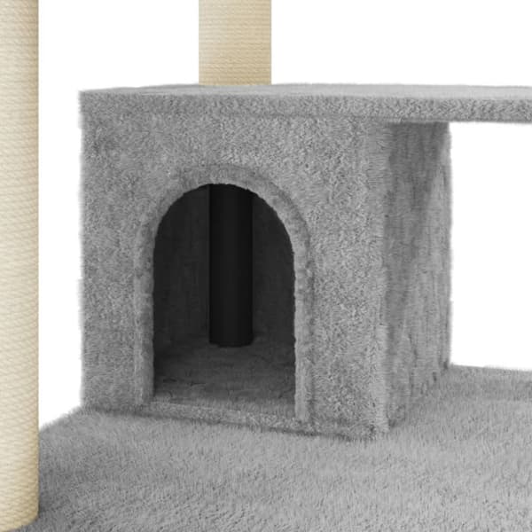 The Living Store Kissan kiipeilypuu sisal- raapimispylväillä vaaleanharmaa 183cm -  Kissan huonekalut