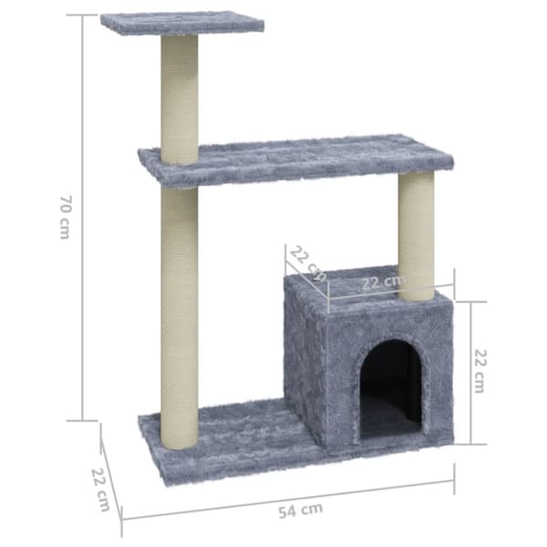 The Living Store kradsetræ med sisalkradsestolper 70 cm lysegrå -  Kattetræer