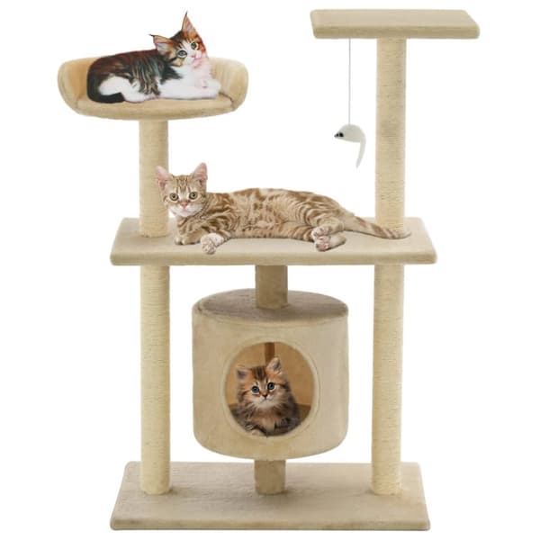 The Living Store Klösträd med sisalpelare 95 cm beige - Kattmöbler