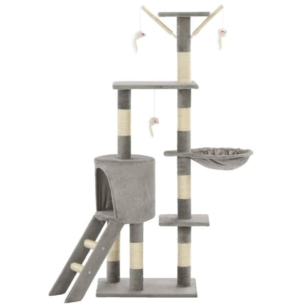 The Living Store Katträd med klöspelare i sisal 138 cm grå -  Kattmöbler