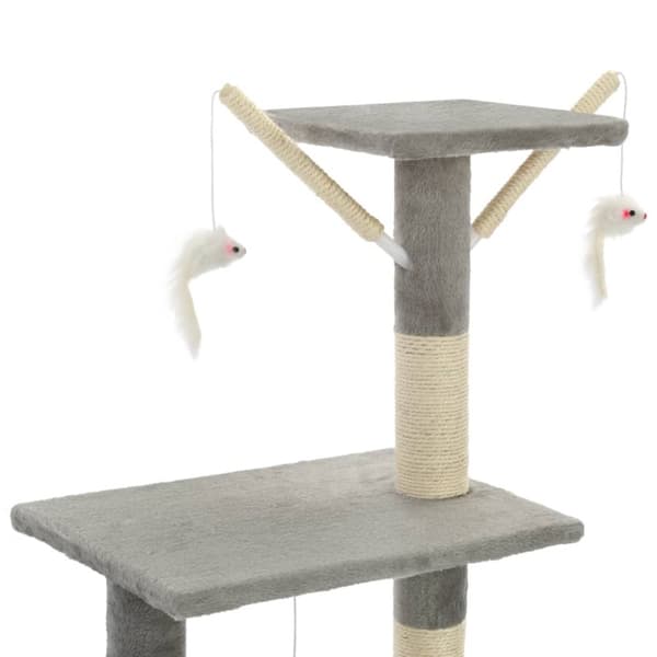 The Living Store Katträd med klöspelare i sisal 138 cm grå -  Kattmöbler