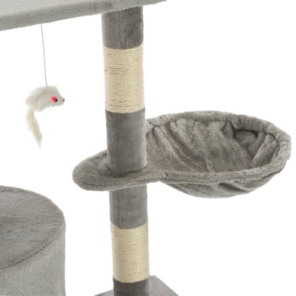 The Living Store Katträd med klöspelare i sisal 138 cm grå -  Kattmöbler