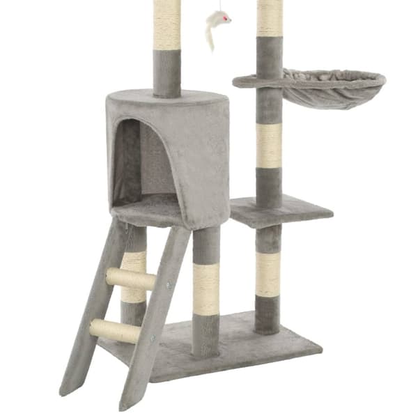 The Living Store Katträd med klöspelare i sisal 138 cm grå -  Kattmöbler