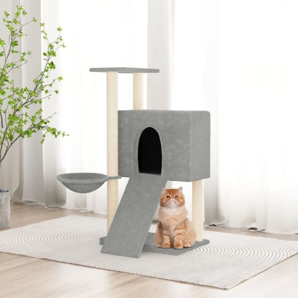 The Living Store Klösträd med sisalpelare ljusgrå 96 cm -  Kattmöbler