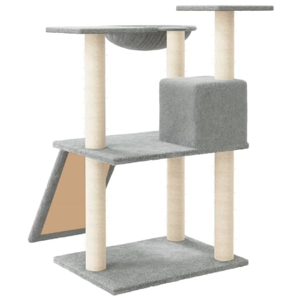 The Living Store Kissan kiipeilypuu sisal- raapimispylväillä vaaleanharmaa 83 cm -  Kissan huonekalut