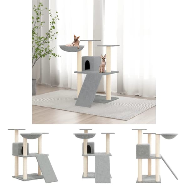 The Living Store kradsetræ med sisalstolper 83 cm lysegrå -  Kattetræer