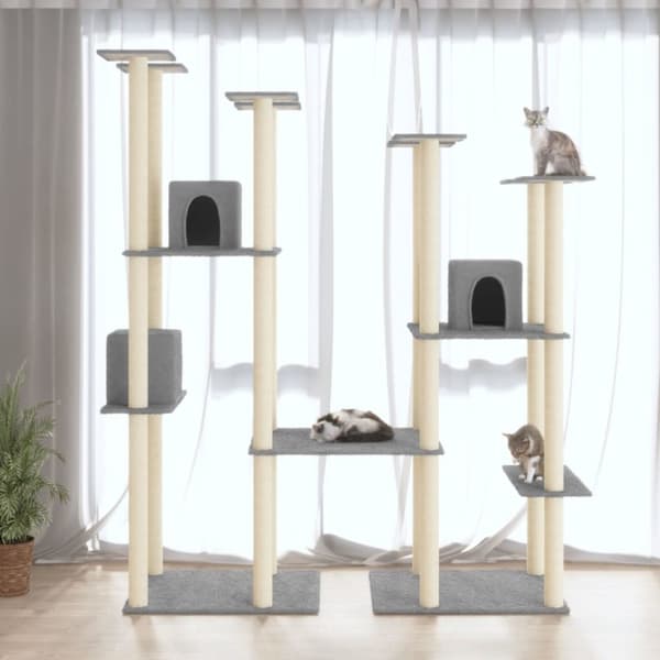 The Living Store Klösträd med sisalpelare ljusgrå 174 cm -  Kattmöbler