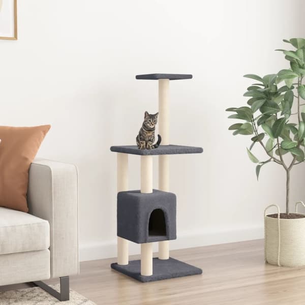 The Living Store Klösträd med sisalpelare mörkgrå 104 cm -  Kattmöbler