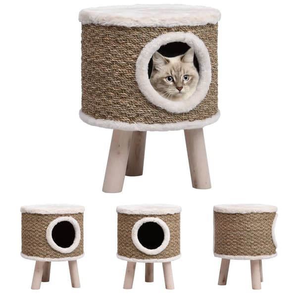 The Living Store kattehus med træben 41 cm søgræs -  Kattetræer