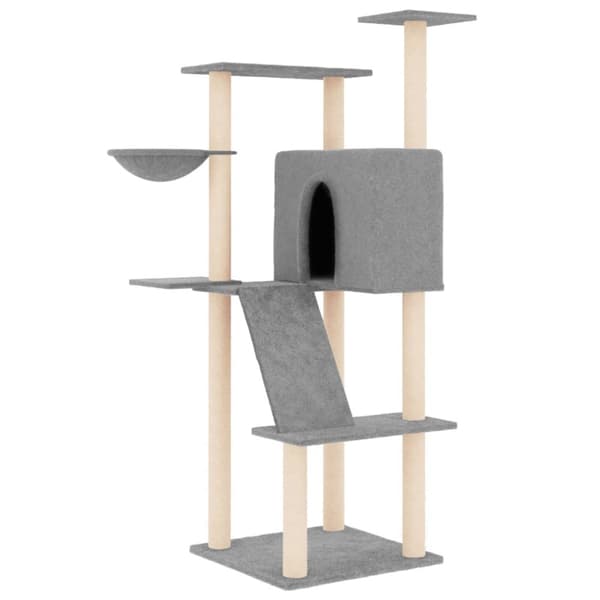The Living Store kradsetræ med sisalstolper 143 cm lysegrå -  Kattetræer