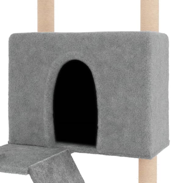 The Living Store kradsetræ med sisalstolper 143 cm lysegrå -  Kattetræer
