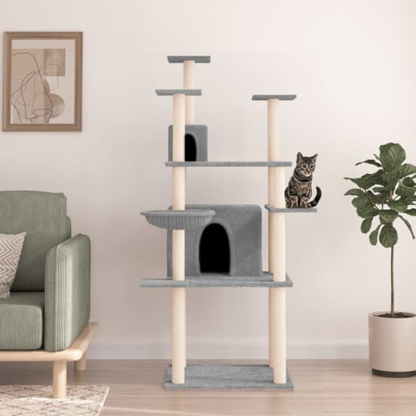 The Living Store Klösträd med sisalpelare ljusgrå 166 cm - Kattmöbler