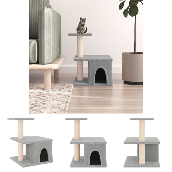The Living Store kradsetræ med sisalstolper 48 cm lysegrå -  Kattetræer