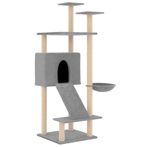 The Living Store kradsetræ med sisalstolper 153 cm lysegrå -  Kattetræer