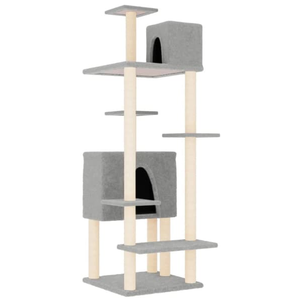 The Living Store Kissan kiipeilypuu sisal- raapimispylväillä vaaleanharm. 154 cm -  Kissan huonekalut