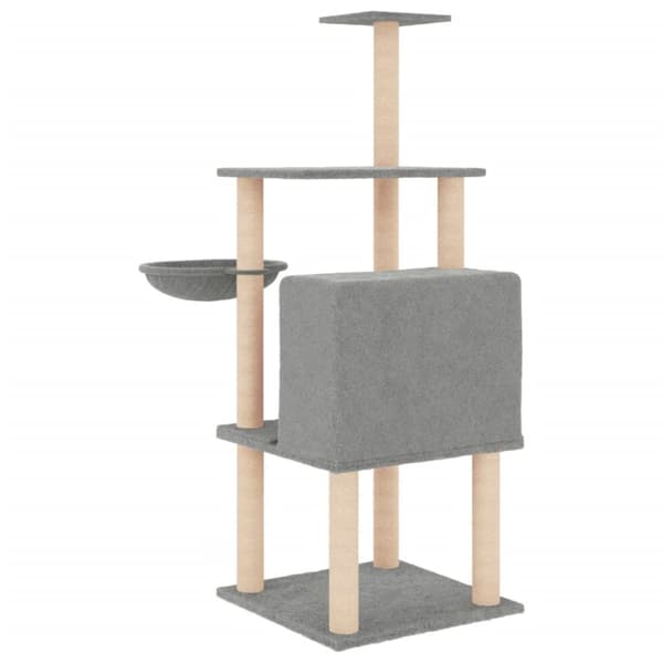 The Living Store Kissan kiipeilypuu sisal- raapimispylväillä vaaleanharm. 132 cm -  Kissan huonekalut