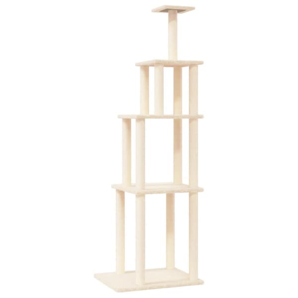 The Living Store Kissan kiipeilypuu sisal- raapimispylväillä kerma 183 cm -  Kissan huonekalut