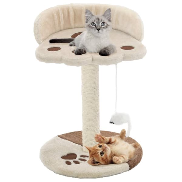 The Living Store kradsetræ til katte med sisal-kradsestolper 40 cm beige og brun -  Kattetræer