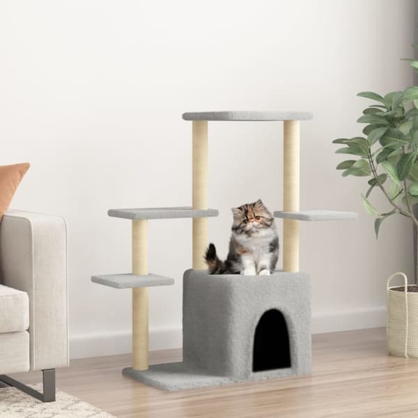 The Living Store kradsetræ med sisalstolper 97,5 cm lysegrå -  Kattetræer