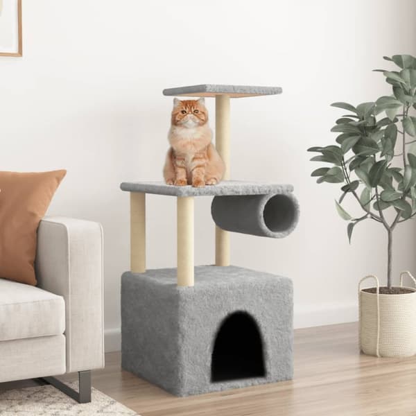 The Living Store kradsetræ med sisalkradsestolper 109,5 cm lysegrå -  Kattetræer