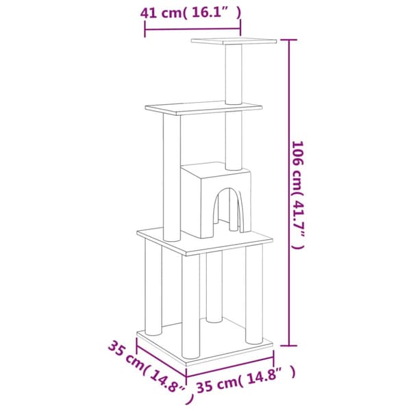 The Living Store kradsetræ med sisalkradsestolper 105 cm cremefarvet -  Kattetræer