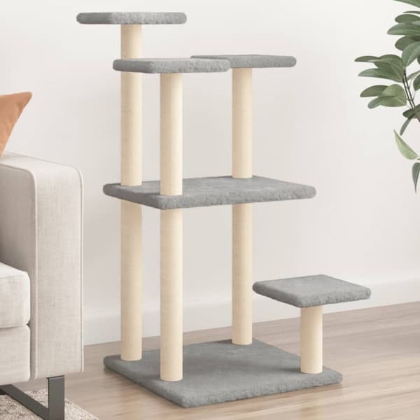 The Living Store Klöspelare med plattform ljusgrå 98,5 cm -  Kattmöbler