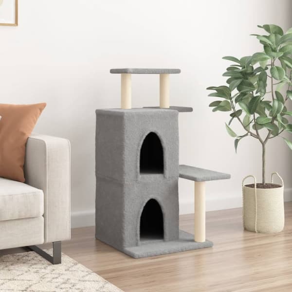The Living Store kradsetræ med sisalkradsestolper 97 cm lysegrå -  Kattetræer