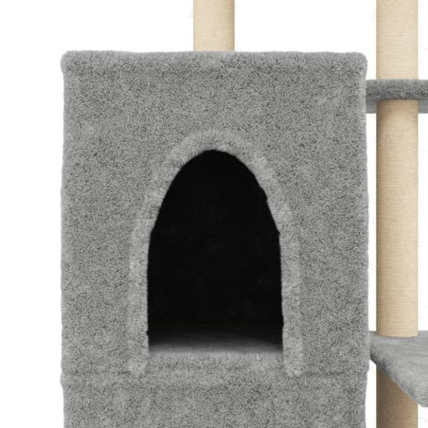 The Living Store kradsetræ med sisalkradsestolper 97 cm lysegrå -  Kattetræer