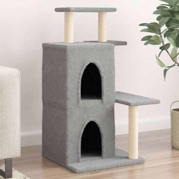 The Living Store kradsetræ med sisalkradsestolper 97 cm lysegrå -  Kattetræer