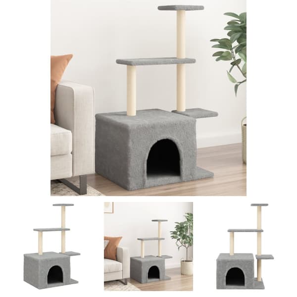 The Living Store Klösträd med sisalpelare ljusgrå 110 cm -  Kattmöbler