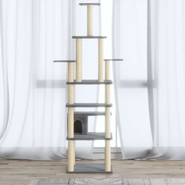 Kissan huonekalut - Living Kissan kiipeilypuu sisal- raapimispylväillä vaaleanharmaa 183cm