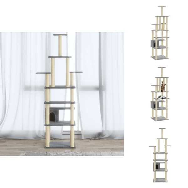 Kissan huonekalut - Living Kissan kiipeilypuu sisal- raapimispylväillä vaaleanharmaa 183cm